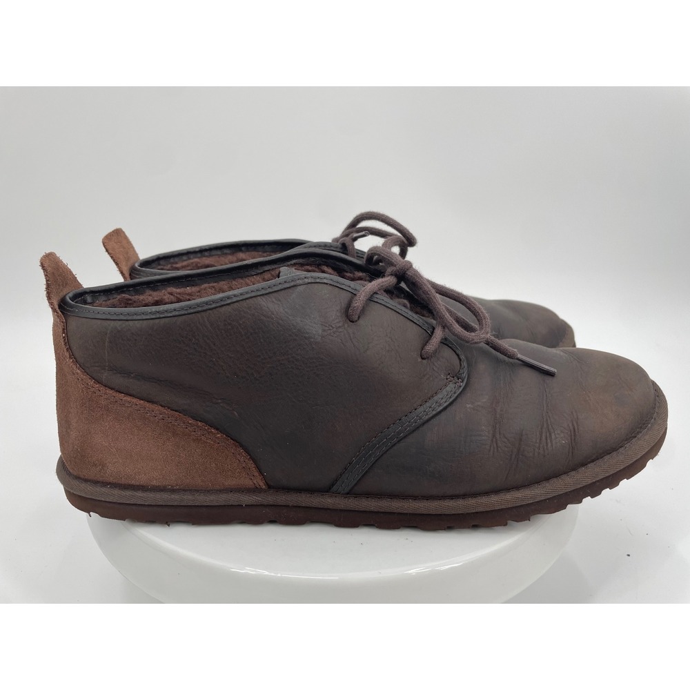 UGG Neumel Chukka Boots Mens 12 Brown Leather Suede Shearling Classic Cozy Shoes